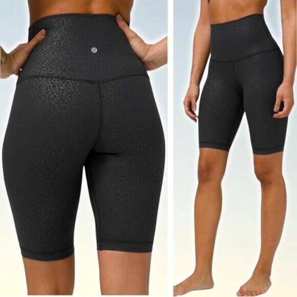 lululemon athletica Pants - LULULEMON Align Super High Rise Short 10" Sz 2 Formulate Emboss Black